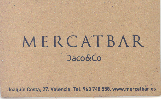 Tarjeta de visita del Mercatbar Tarjeta de visita del Mercatbar