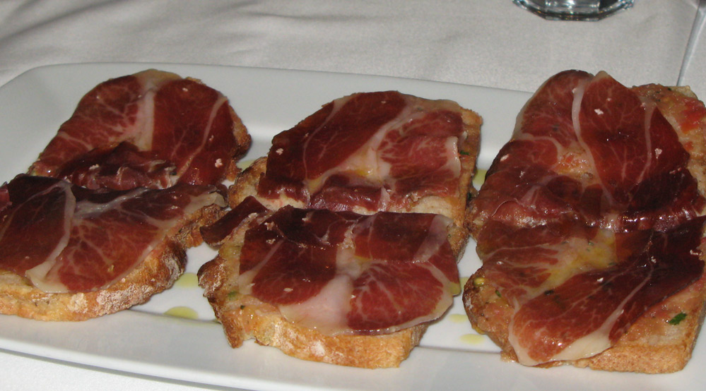 Tostas de jamón con tomate Tostas de jamón con tomate